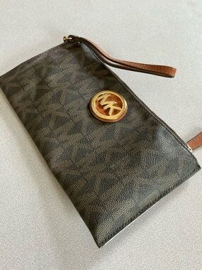 Michael Kors Brown Wallet with Gold MK Logo